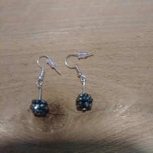 Black & Silver Ball Dangle Earrings